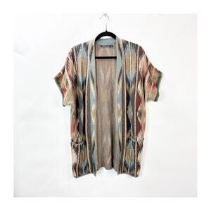 Peruvian Connection Ikat Open-Front Cardigan Small Women Southwestern Print